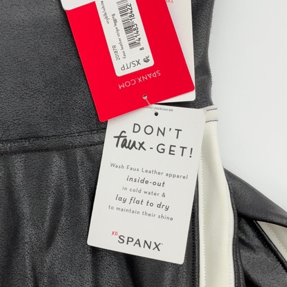 Spanx Faux Leather Stripe Leggings XS Tall NWT $110 Retail - Picture 2 of 4
